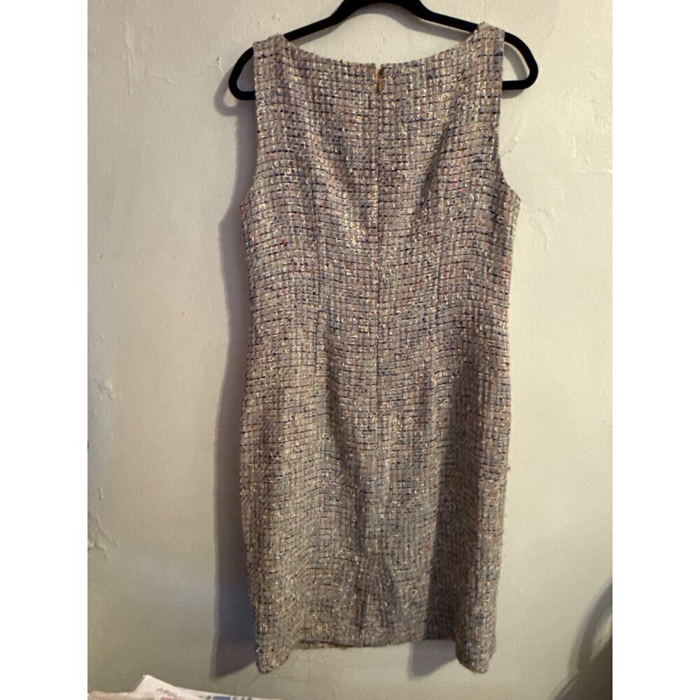 Tory Burch Emma Knotted Tweed Sleeveless Midi Lined Dress Size 12 - Picture 3 of 16